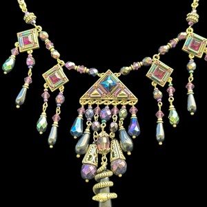 Sweet Romance Vintage Iridescent Pyramid Mosaic
Egyptian-Style Statement Necklac